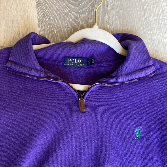 Mens Polo Ralph Lauren Blue Label Purple 1/4 Zip Sweater/Embroidered Logo L - Picture 4 of 10